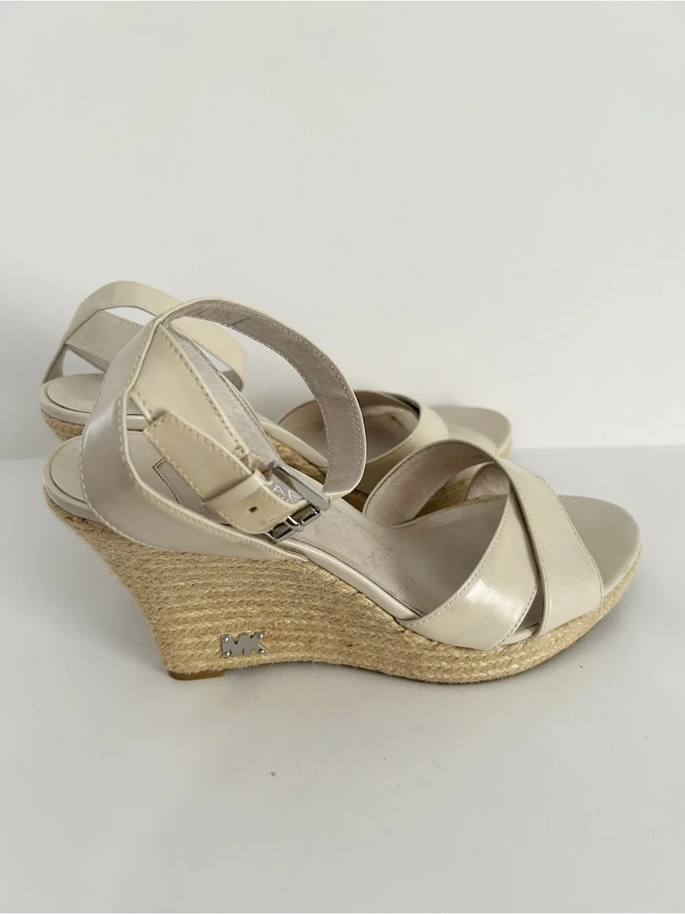 Muchael Kors Kami Leather Espadrille Wedge Sandsls Size 10
